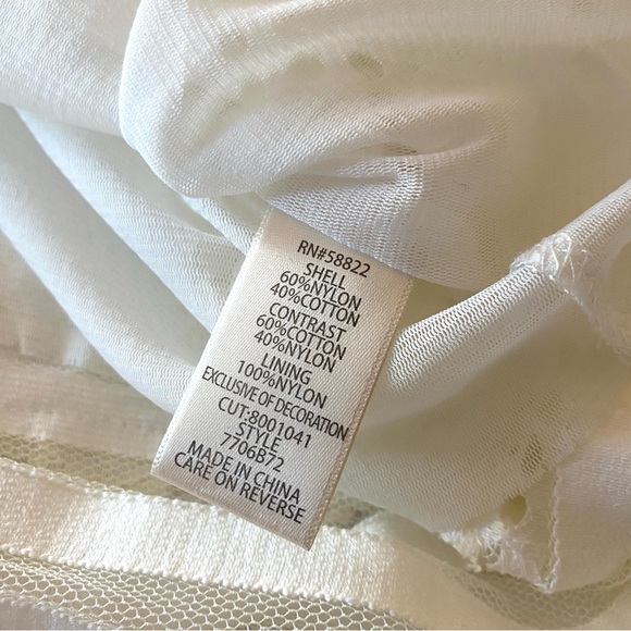 Max Studio Women Semi Sheer Ivory Long Sleeve Eyelet Blouse Size M - Picture 10 of 16